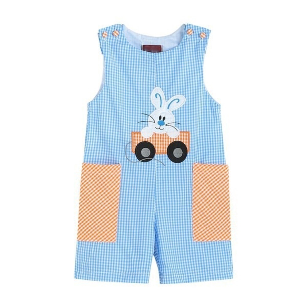 🐰ARRIVED Boy’s Gingham Bunny & Wagon Romper